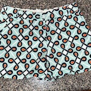 Crown & Ivy Vibrant Orange and Blue Bermudas